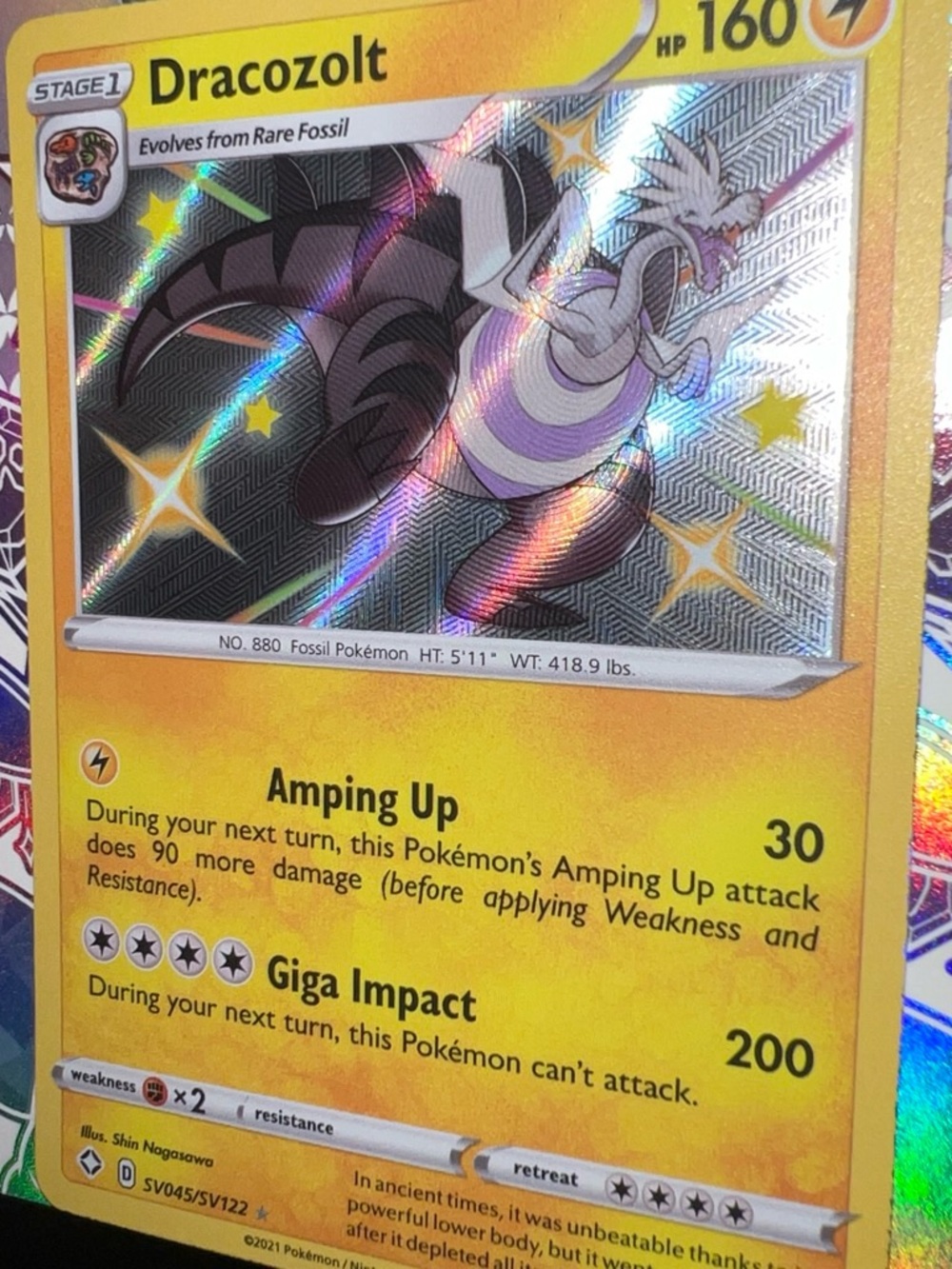 Pokemon Yellow Dracozolt Holofoil Lightning Card